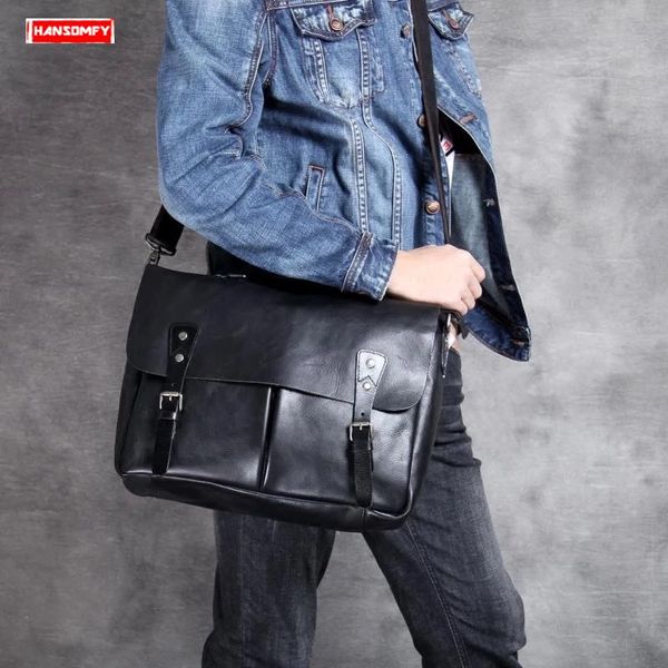 

2019 genuine leather casual men's briefcase cross section business laphandbag manual men shoulder diagonal computer bag tide