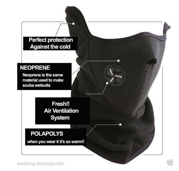 

face mask sports motorcycle bicyle in winter warm hats cap ski snowboard wind hood thermal balaclavas scarf out001, Black