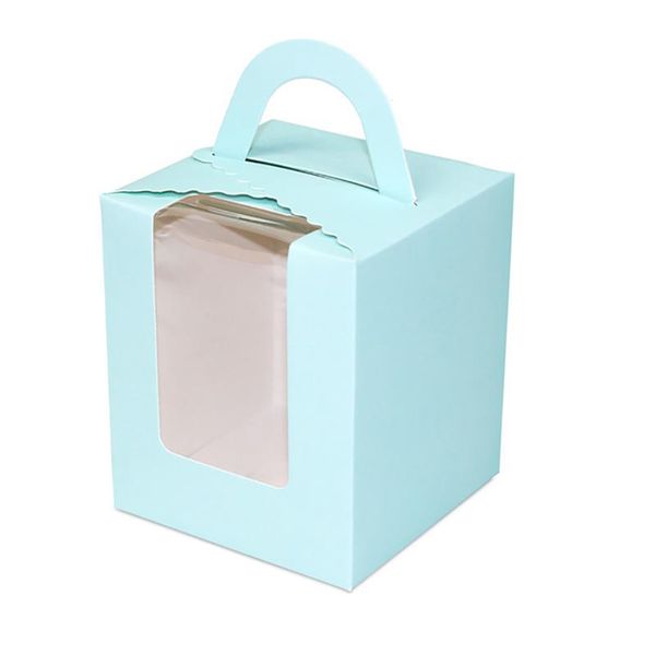 

10pcs muffin wrapping supplies birthday portable with clear windows single gift bag cute biscuits party containers cupcake box
