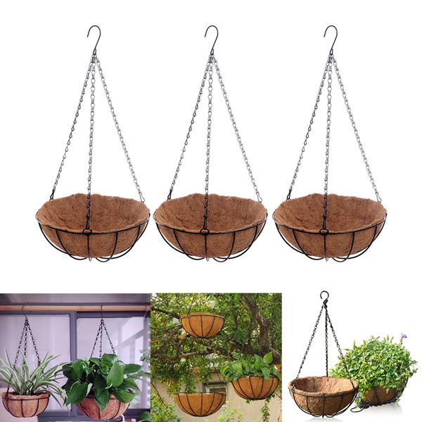 

3xcoconut плантатор висячие цветочные корзины провода цветочные горшки вешалка открытый декор 8