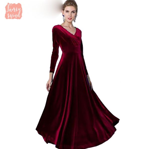 

autumn winter dress women 2019 casual 3xl ball gown velvet dress plus size vintage long party dress vestidos, Black;gray