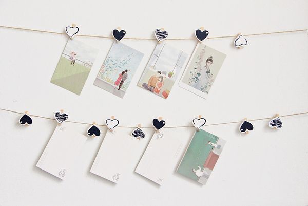 

10pcs heart 45x7mm diy black white big wood clothes pegs clothespin clips office party decoration accessories p hanging pegs