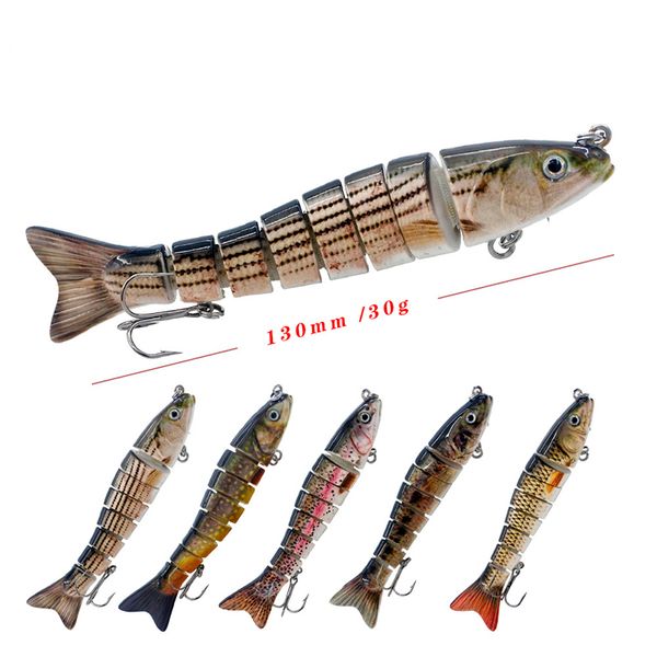 

Hot sale 13cm / 30g jointed fishing lure 8 section 3D eye Hard Fishing lures 6 color artifical baits