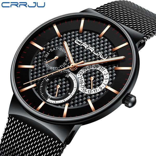 

men watches crrju luxury famous brand men's fashion casual dress watch military quartz wristwatches relogio masculino saat, Slivery;brown
