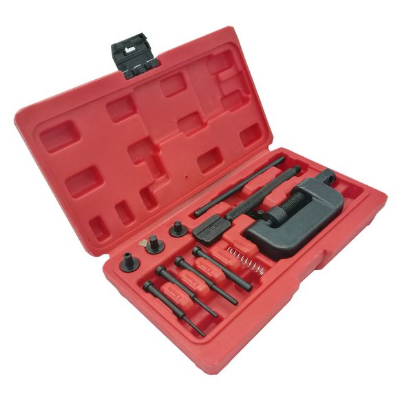 

13pc motorcycle chain splitter breaker motorbike riveting tool heavy duty link o-ring bicycle chain repair tool set