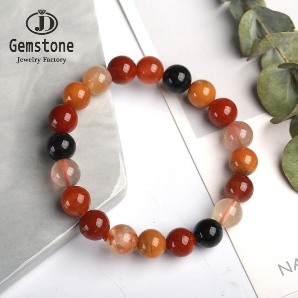 

jd natural lucky quartz bracelets bangles for women healing reiki 5/6/7/8mm lucky meditation elastic bracelet, Black