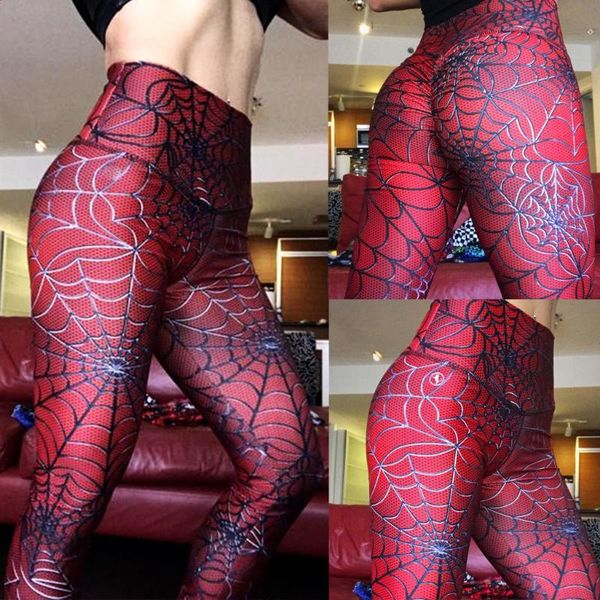 

women black web print seamless high waist yoga pants leggings workout breathable fitness stretch clothing training pants female, White;red