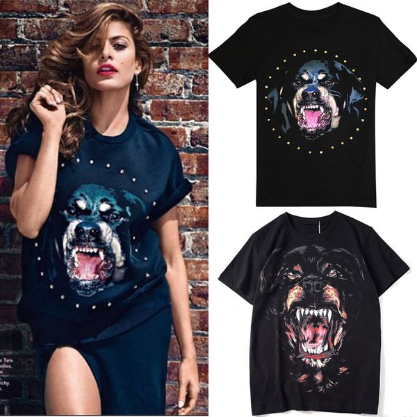 

женская дизайнерская одежда футболки printed ротвейлер собака tee femme crew neck tshirt уличная мода, White