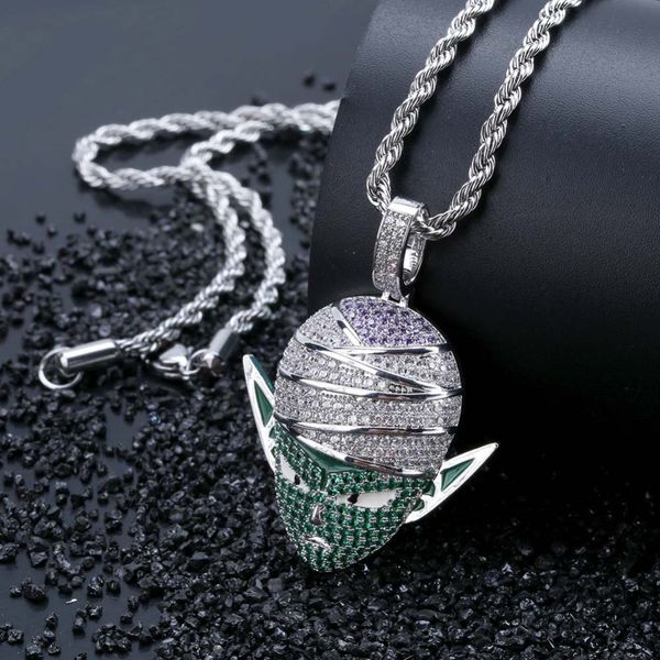 

dragon ball z character piccolo pendant necklace hip hop iced out cz gold silver color men women charms chain jewelry gift