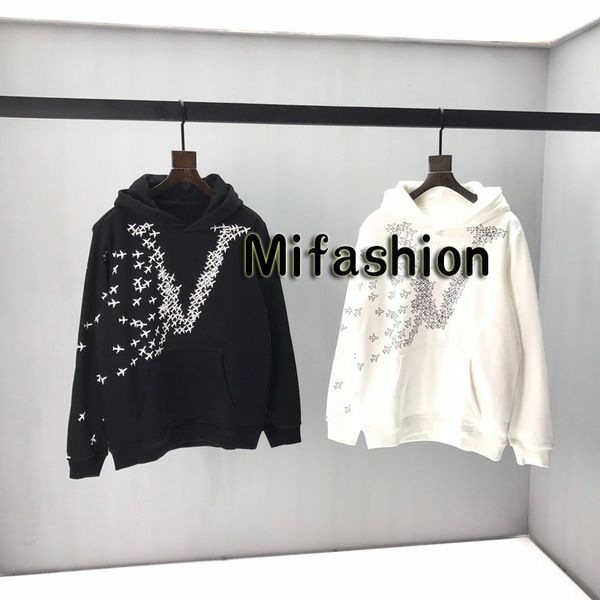 

19fw europe pari plane victory logo autumn winter fa hion hooded hoodie men women clothe ca ual cotton weat hirt, Black