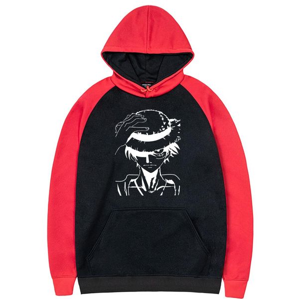 

2019 spring autumn anime hoodie one piece luffy printing raglan hoodies man spotswear harajuku sportswear casual sweatshirts top, Black