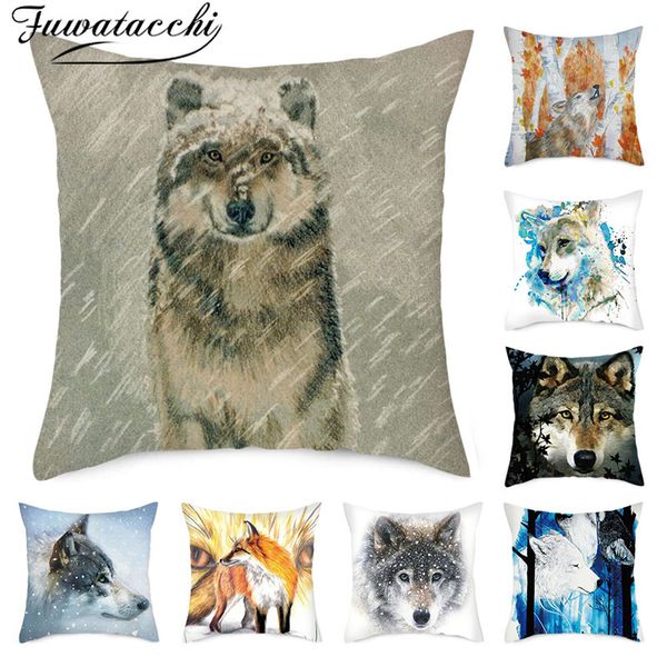 

fuwatacchi fierce wolf p cushion covers wild animals pillows cover home decoration sofa chair decorative pillowcases 45x45cm
