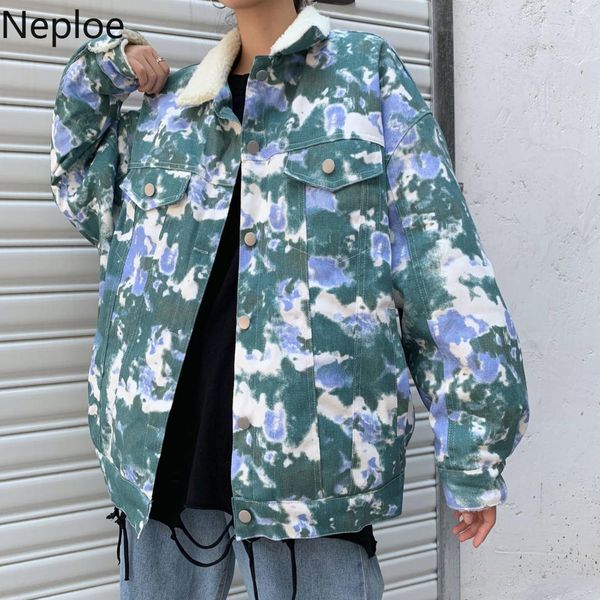 

neploe camouflage women coat single breasted oversize harajuku parkas 2019 autumn casual warm jacket winter clothing parka 56110, Black