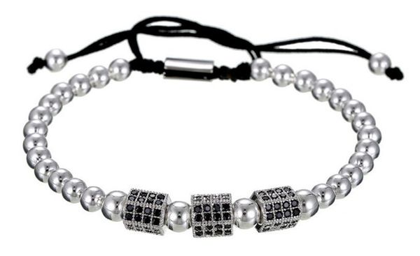 

8mm igj4 gold silver copper cz zircon cubic zirconia elastic adjusted men women crown buddha yoga bracelet bangles, Black