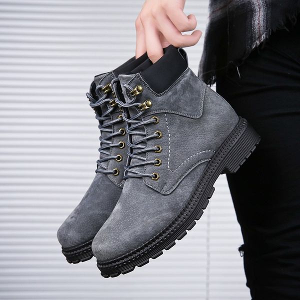 

men's england tooling shoes 2019 men boots cow split leather russian style handmade fashion ankle men motorcycle boots *2020, Black