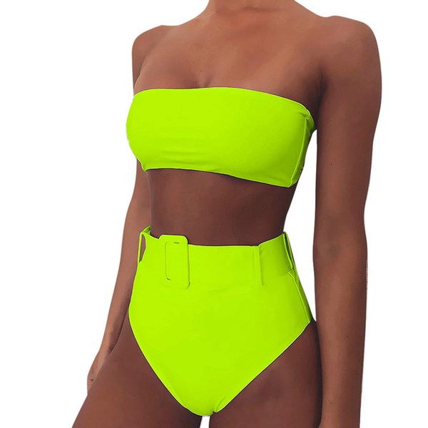 

2019 fashion women's bikinis strapless bikini sets women high waist swimwears female two pieces swimsuits solid swimwears
