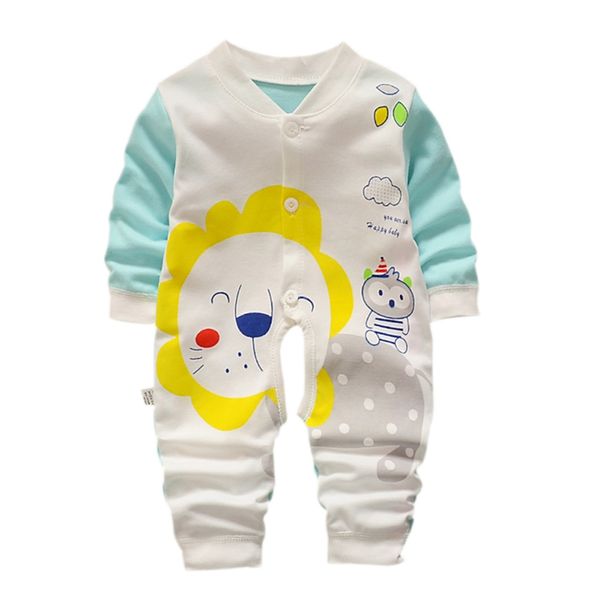

2020 осень baby boy girl повседневная милый мультфильм животных печати ползунки младенческой с длинным рукавом детская одежда комбинезон нар, Blue