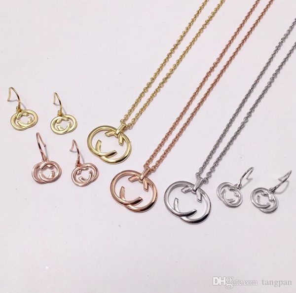 

selling s925 silver jewelry fashion hundred matching letters smooth sterling silver necklace earrings have a suit, Gray