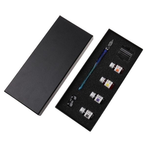 

7pcs/set starry sky glass fountain dip pen holder signature ink writing office w91a