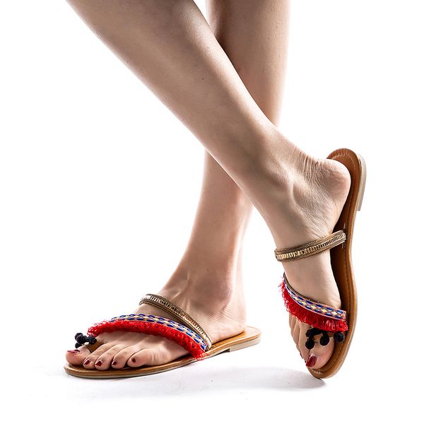 

vogue summer women beach flip flops ethnic flat heel slippers women casual shoes slippers female flip flops, Black