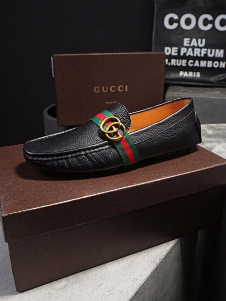 

men's early spring new trend fashion casual wild leather peas shoesin, Black