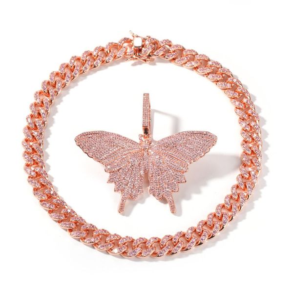 

tbtk promotion charms iced out rose gold butterfly pendant pink zirconia stones animal women jewelry new design luxury copper, Silver