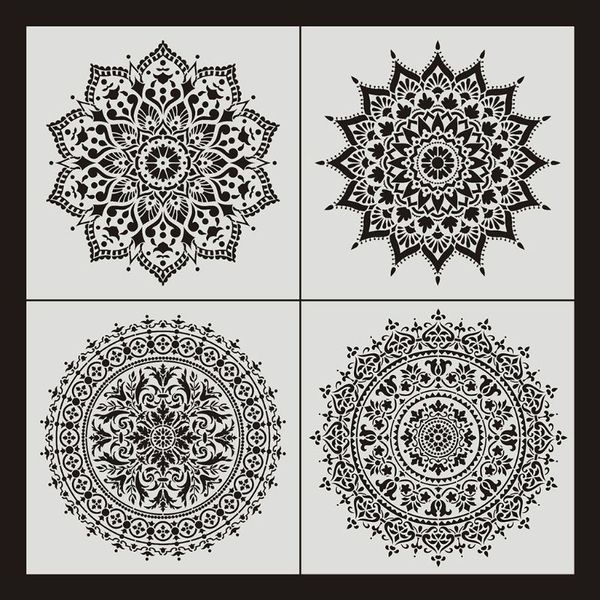 

4pcs flower stencil wall painting diy drawing template for floor tiles funiture