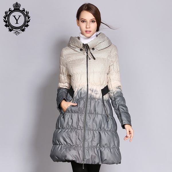 

coutudi 2018 winter down coat women parka female long duck down padded jacket parka hit color women's clothing, Black