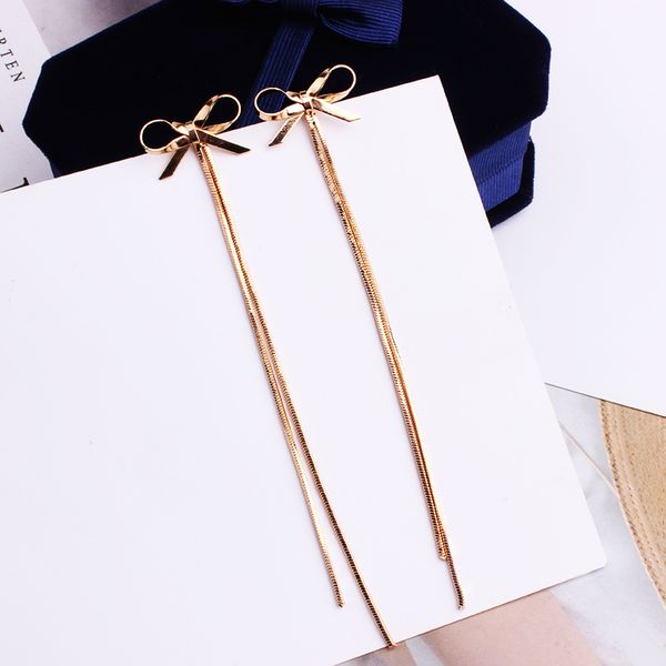 

fashion- contracted temperament tassel long style ear nail korea hundred build eardrop earring earring, Golden;silver