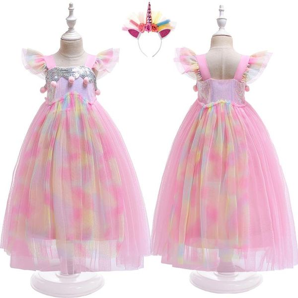 

unicorn dresses for girls easter costume princess dress kids baby clothing birthday party dress up vestidos, Red;yellow