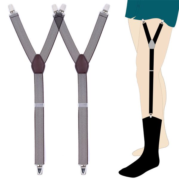 

men's shirt, anti-wrinkle garter, men's garter, 2.5cmy brown w-type jacquard new trend hanging trousers, Black;white