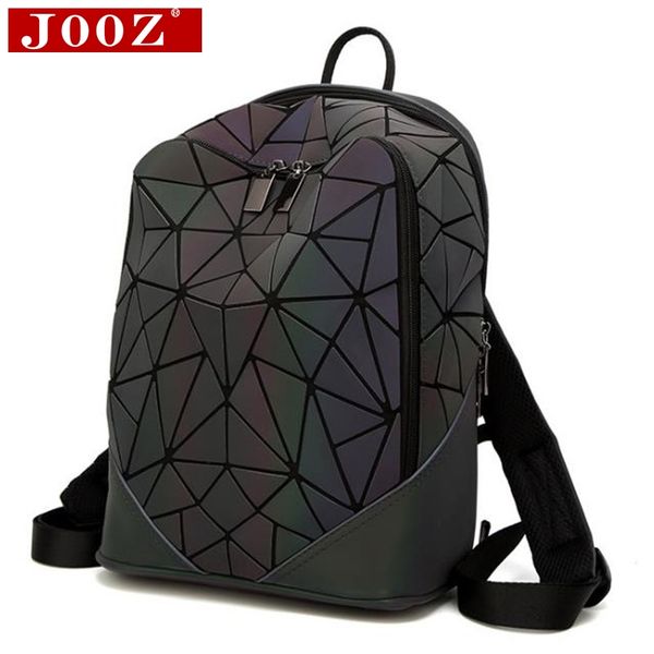 

jooz моды женщины рюкзака пвх геометрических светящийся рюкзак 2017 год новые дорожные сумки для школы рюкзак голографических рюкзаков