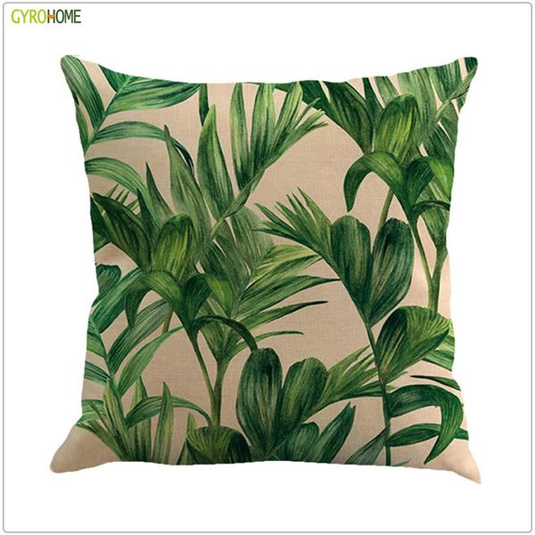 

tropical plants palm leaf green leaves monstera cushion cases decorative cotton linen pillowcase