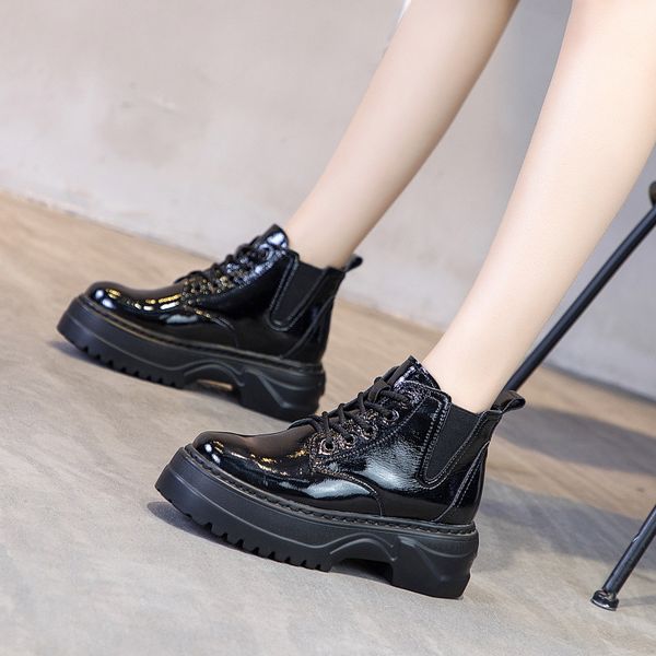 

woman flat boots round toe booties ladies bling bling boots-women women's rubber shoes rain luxury designer lace up winter, Black