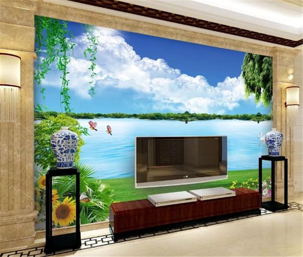 

big promotion for wallpaper beautiful lake view 3d digital print wall paper customized wallpaper for walls home decoration