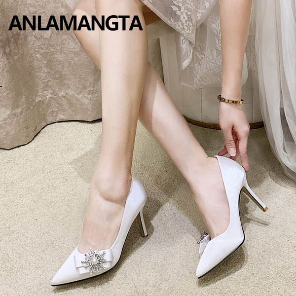 

wedding shoes women's high stiletto heels pointy toe shoes pearl rhinestone wedding bridesmaid sexy, Black