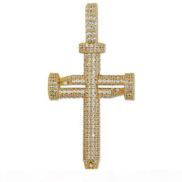 

hotsale mens cross hip hop ожерелье золото серебро цветный cz nail креста ожерелье хороший подарок для мальчика друзей, Silver