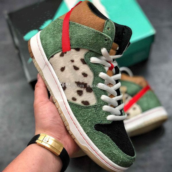 

sb dunk high dog walker basketball shoes mens black green trainers designer brand sport sneakers size 36-45