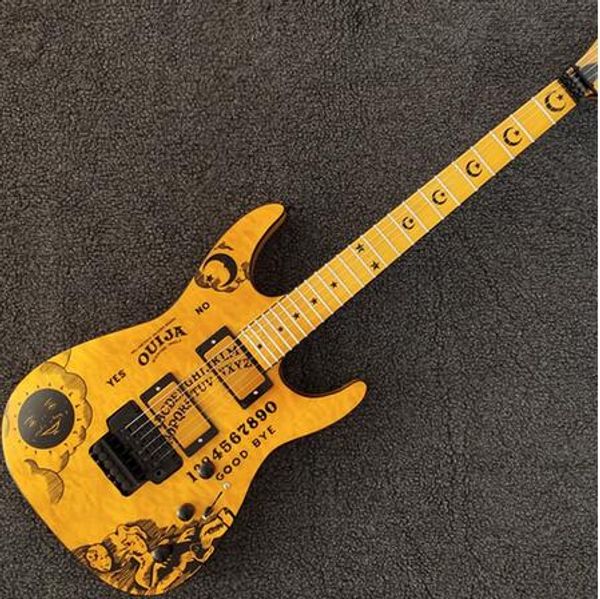 

бесплатная доставка желтая гитара черная фурнитура, красивая электрогитара