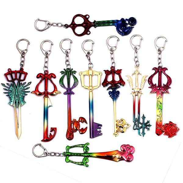 

9 colors game kingdom hearts sora key keyblade gold metal handmade pendant keychain keyring collection gifts, Silver