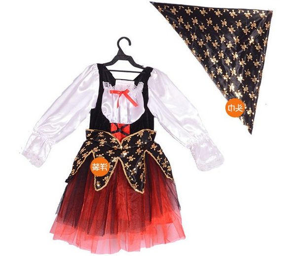 

new year halloween costume for kids girls pirate captain jack sparrow costume child cosplay fancy dress, Black;red