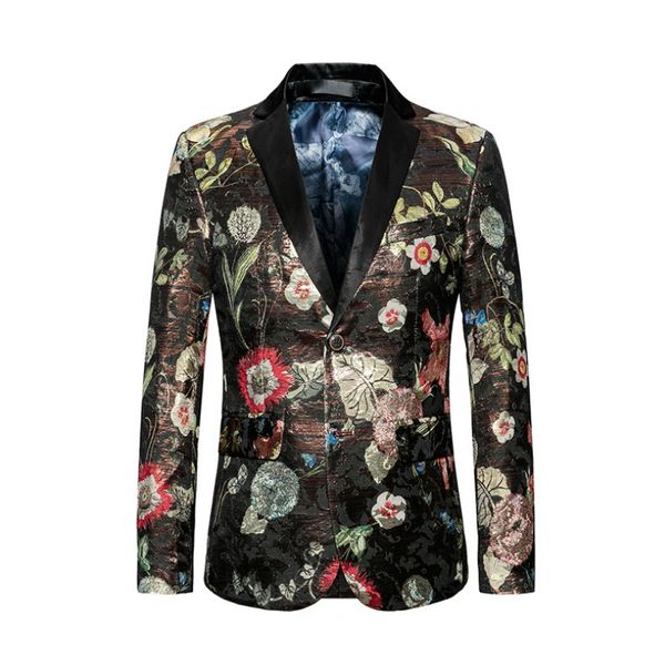 

brand tide mens fashion print blazer design plus size hip casual male slim fit suit jacket singer costume, White;black