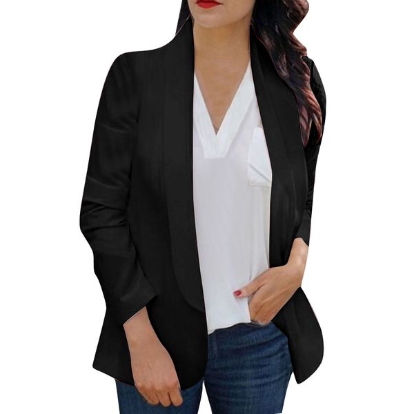 

women blazer open front suit jacket women suits work office ladies blazer femme solid slim fit d90713, White;black