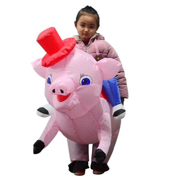 

inflatable pig fancy dress costume pink inflatable rider costume halloween mascot costume, Red;yellow