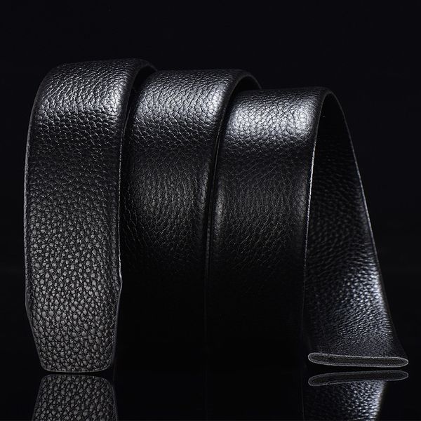 

men's genuine leather men's layer belt automatic buckle headless whole cowhide belt belt, Black;brown