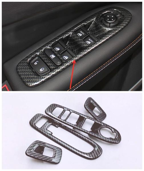 

car accessories for compass 2017 2018 abs matte/carbon fiber style interior door window switch cover trim decoration