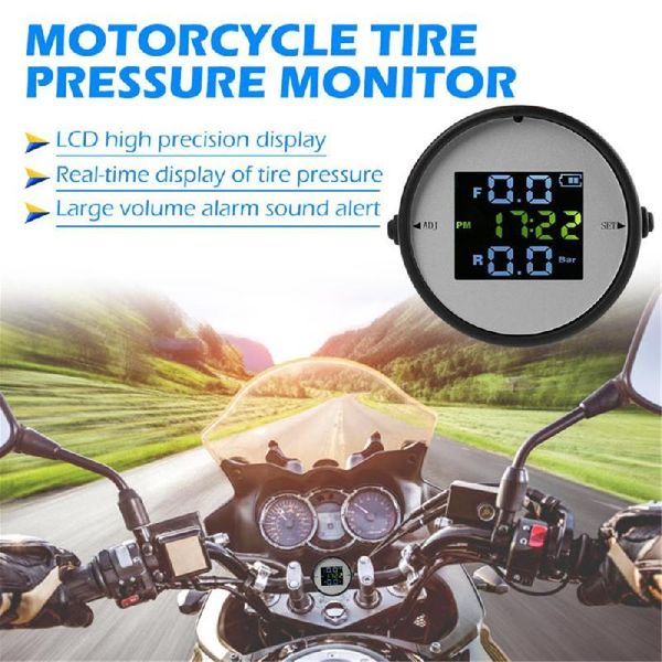 

wireless lcd motorcycle tire pressure monitoring system tpms external sensor realtime monitor time display