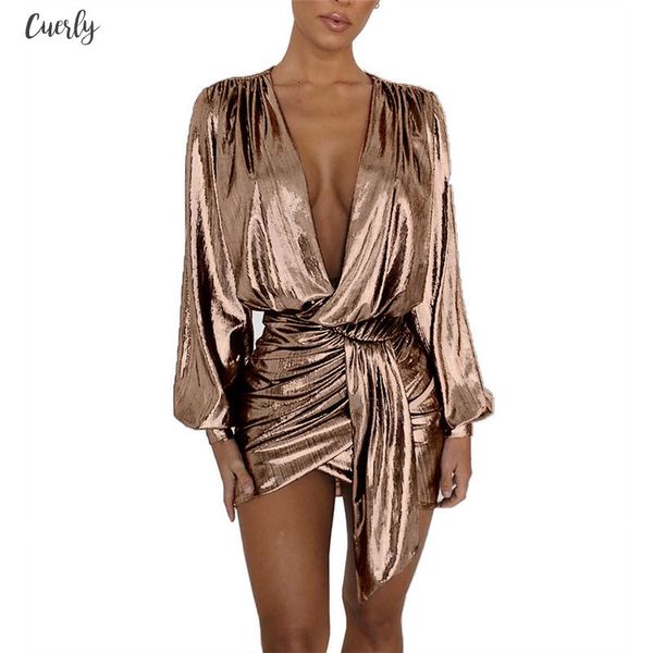 

silver long sleeve mini dress new women deep v neck ruched night out clubwear metallic wrap dress asymmetrical maxi dresses club, Black;gray