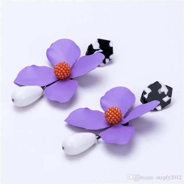 

new fashion resin flower drop earrings boho style white waterdrop dangle jewelry wedding party gift ethinic jewelry cl, Silver