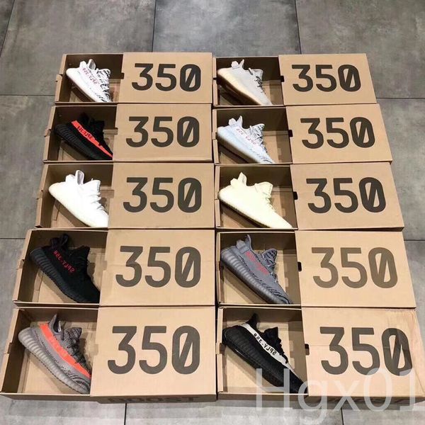 

with box] kanye west clay 350 v2 mens running shoes designer static reflective zebra black red stripe butter white sesame women sneakers 61